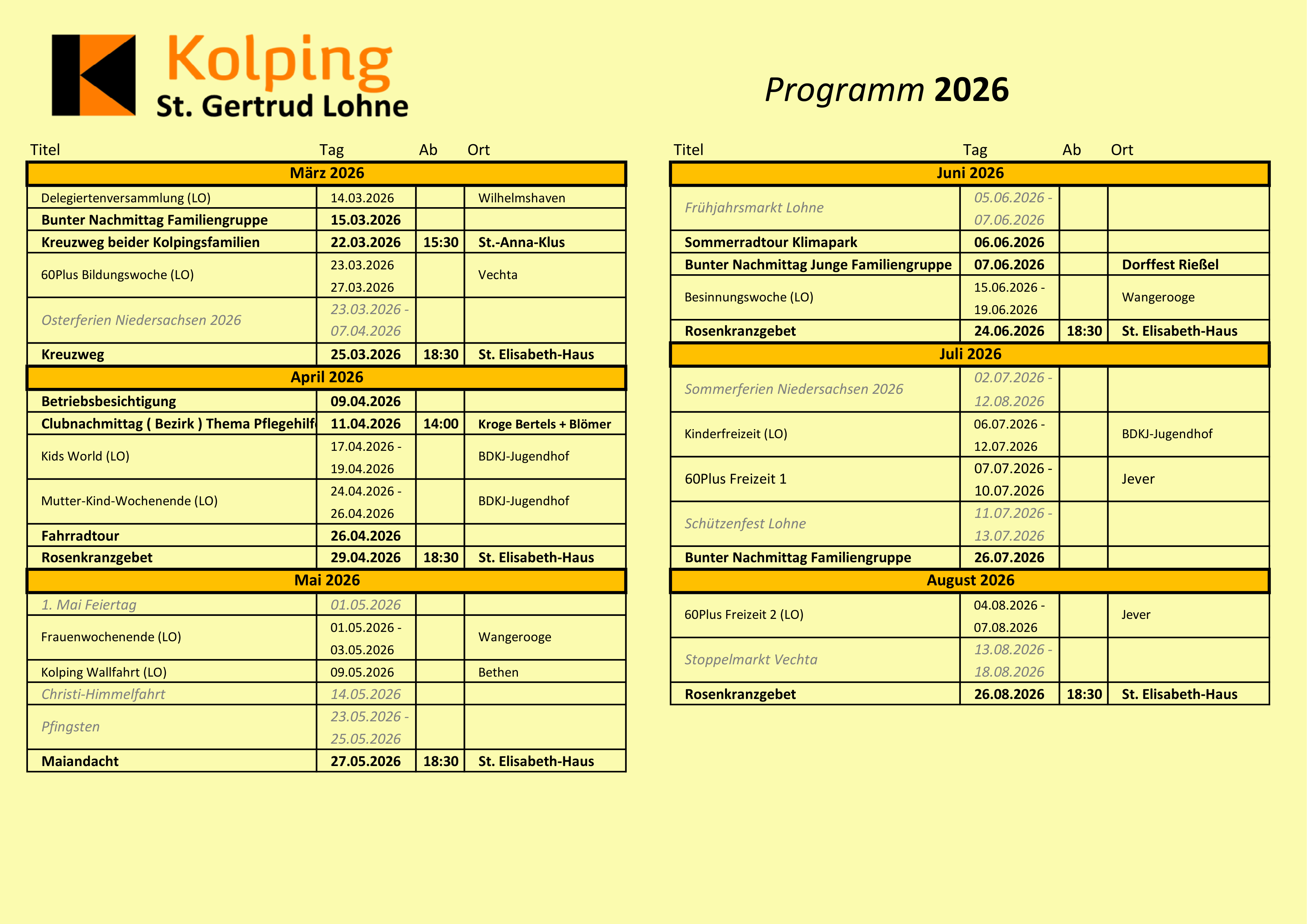 Jahresprogramm 2026 Seite 1